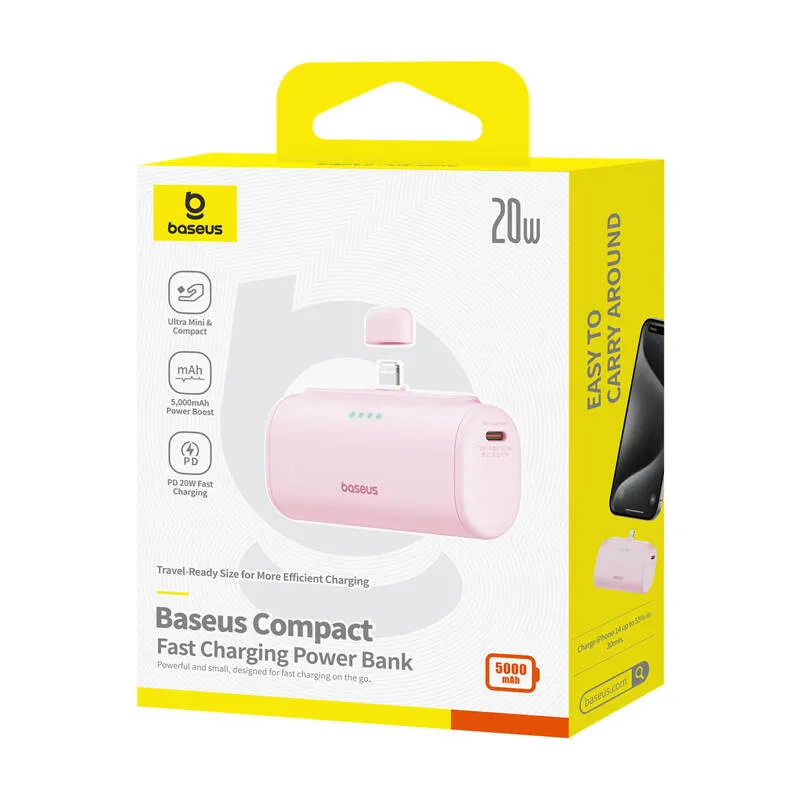 Powerbank OS-Baseus Compact IP 5000mAh 20W (roosa) universaalne