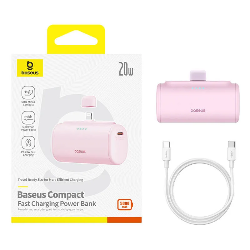 Powerbank OS-Baseus Compact IP 5000mAh 20W (roosa) universaalne