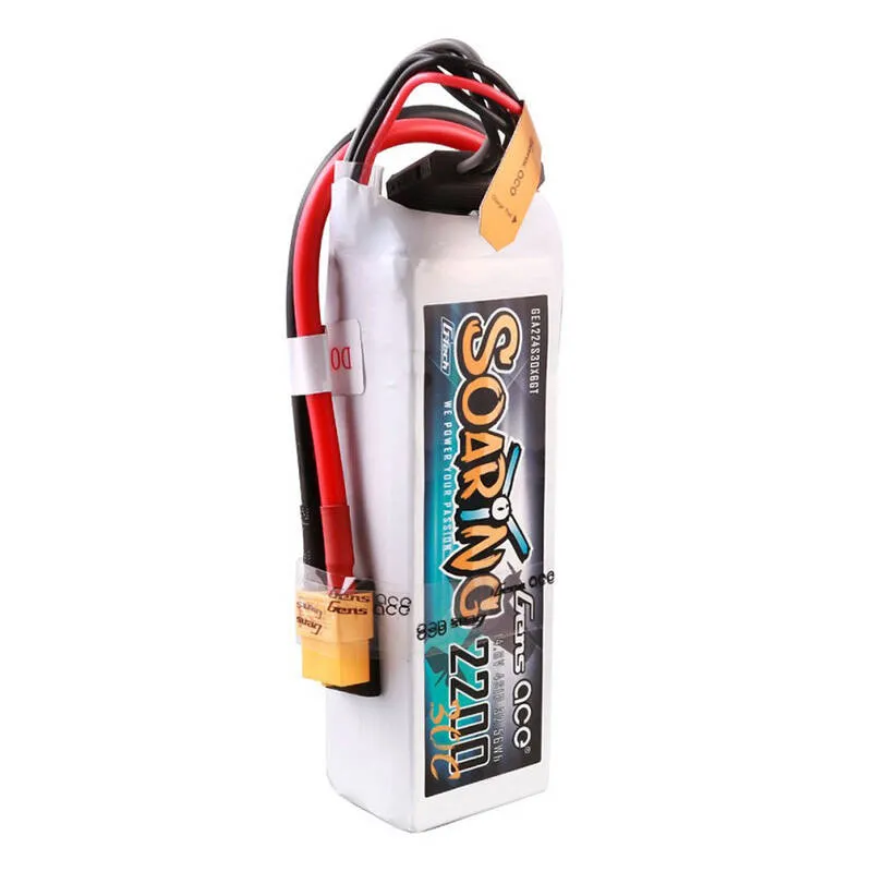 Gens ace G-Tech Soaring 2200mAh 14.8V 30C 4S1P Lipo aku komplekt koos XT60 pistikuga, universaalne