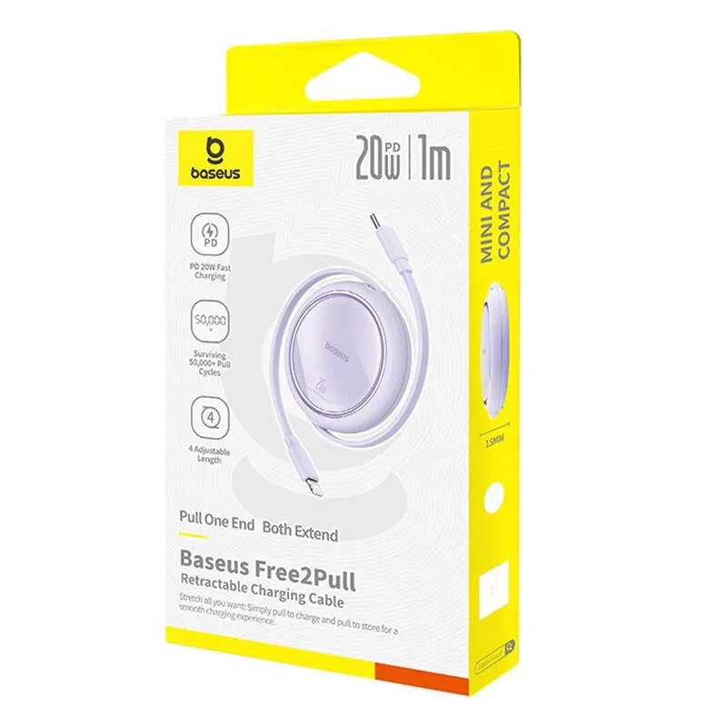 USB-kaabel Baseus Free2Pull USB-C kuni iP 20W 1m (lilla) universaalne