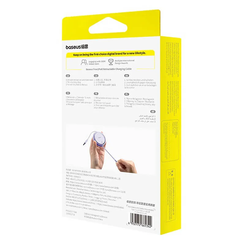 USB-kaabel Baseus Free2Pull USB-C kuni iP 20W 1m (lilla) universaalne