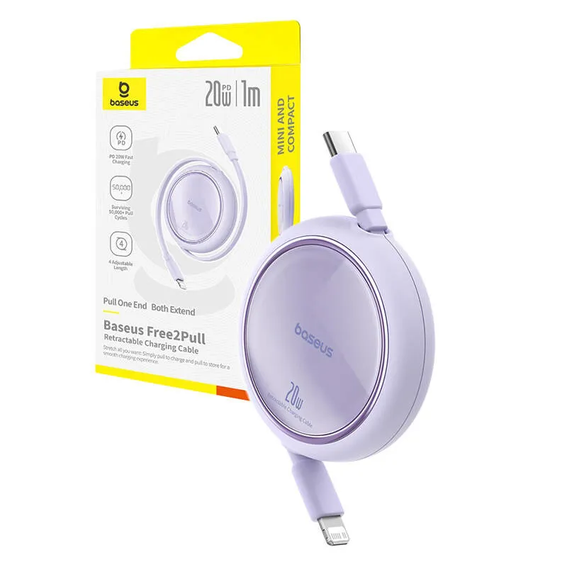 USB-kaabel Baseus Free2Pull USB-C kuni iP 20W 1m (lilla) universaalne