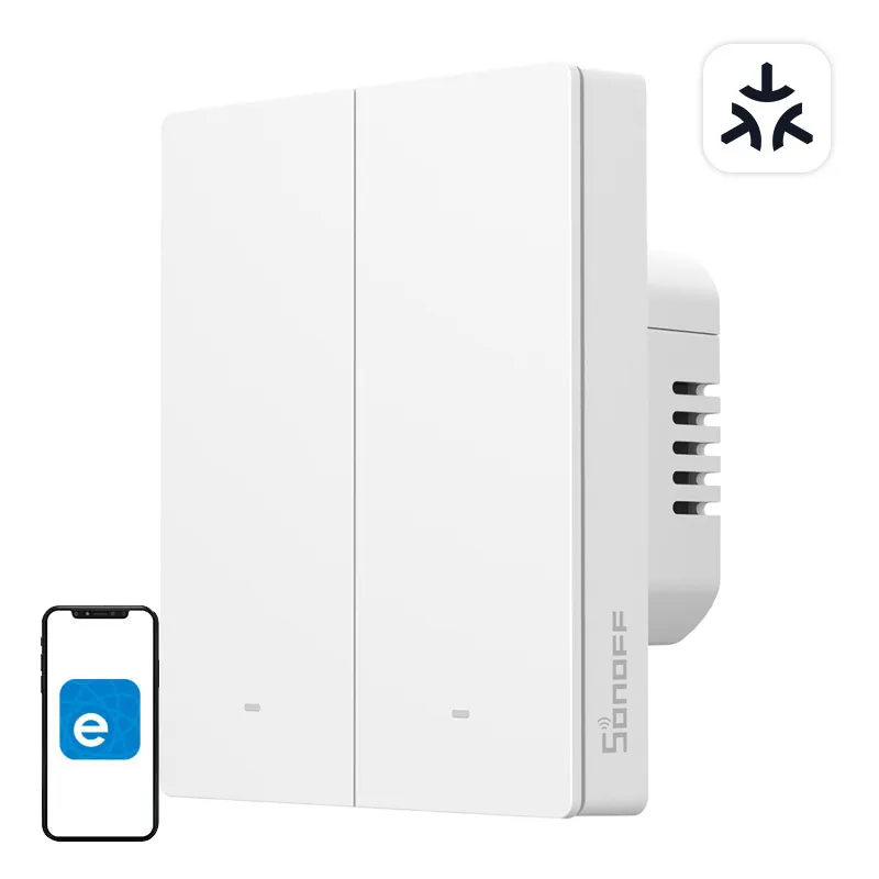 Smartseina lüliti SONOFF M5-2C-80W Matter (2-kanaliline, raamiga) universaalne