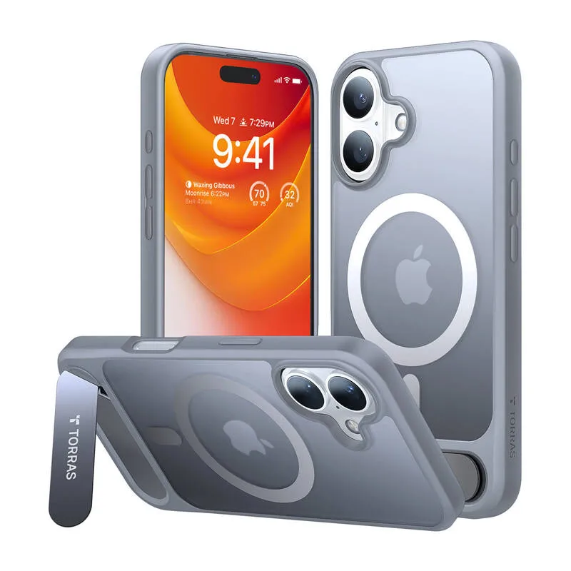 Torras Pstand Series iPhone 16 Plus ümbrise (Titaanhall) universaalne