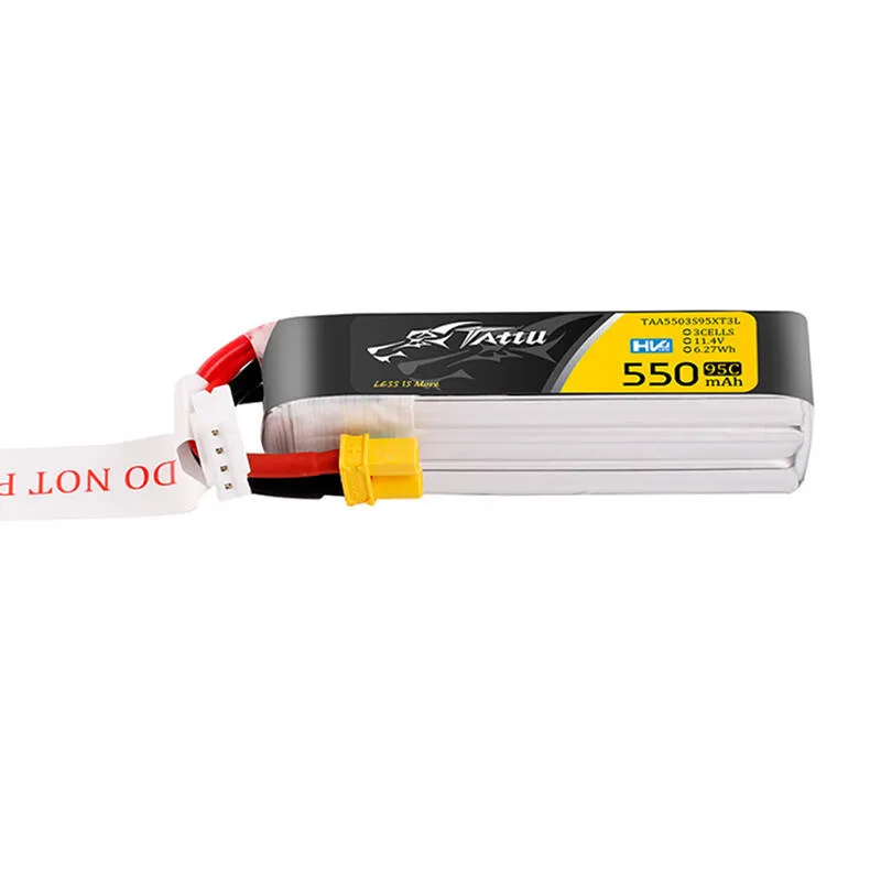Tattu 3S 550mAh 95C 11.4V HV Lipo aku koos XT30 pistikuga, pikk pakett, universaalne