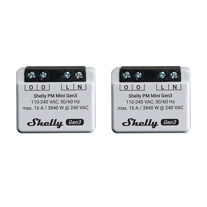 Shelly PM Mini Gen3 Komplekt 2 Kontrollerit, WiFi/Bluetooth universaalne