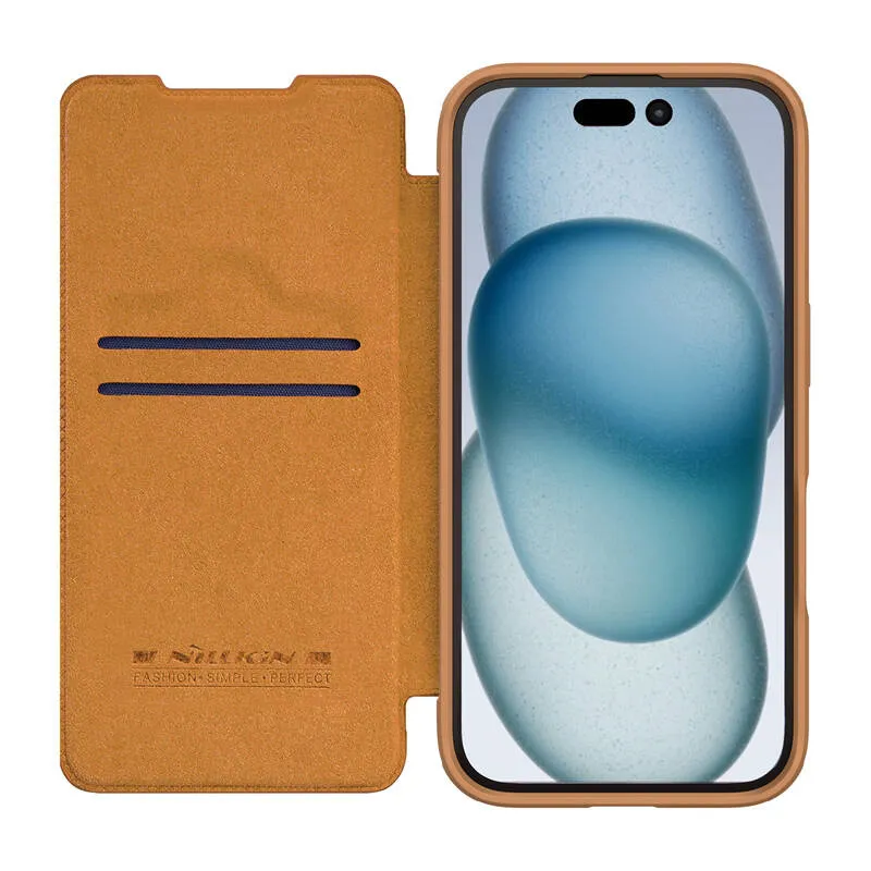Nillkin Qin Prop Leather iPhone 16 (pruun) universaalne ümbris