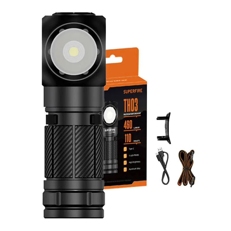 Superfire TH03 mitmeotstarbeline taskulamp, 460 lm, USB-C, 5 režiimi universaalne