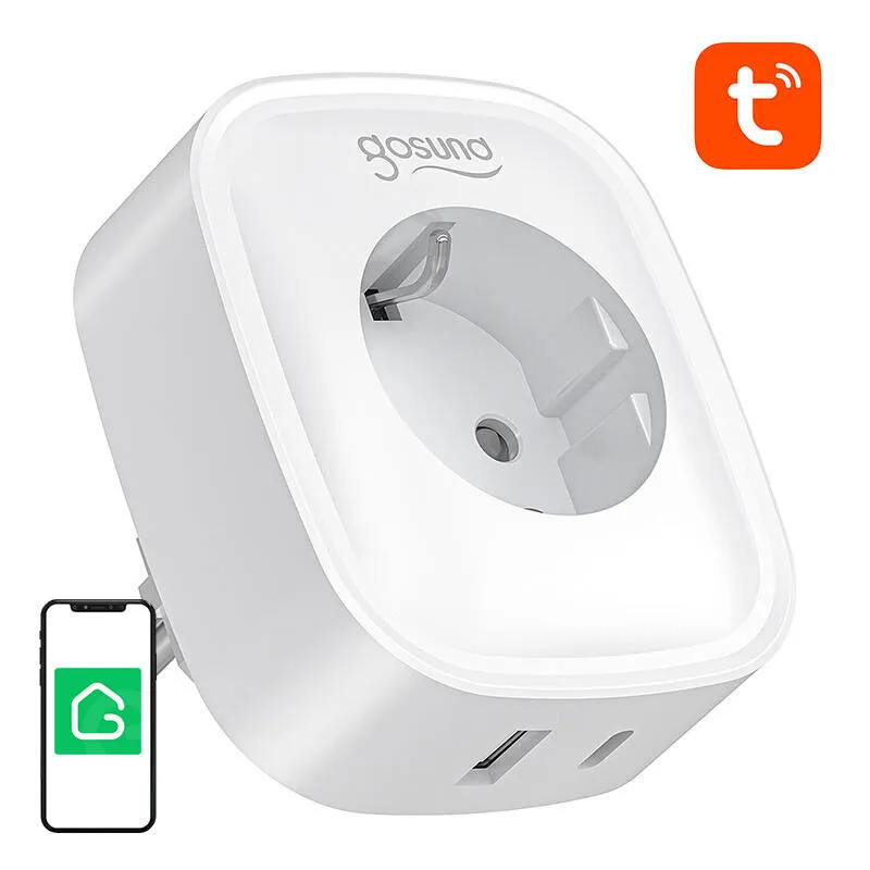 Gosund SP6 16A USB-C 20W Tuya nutikas WiFi/Bluetooth pistik universaalne
