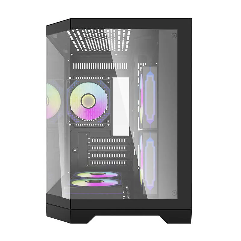 Darflash FT350 arvutikarp + 5 aRGB ventilaatorit (must) universaalne