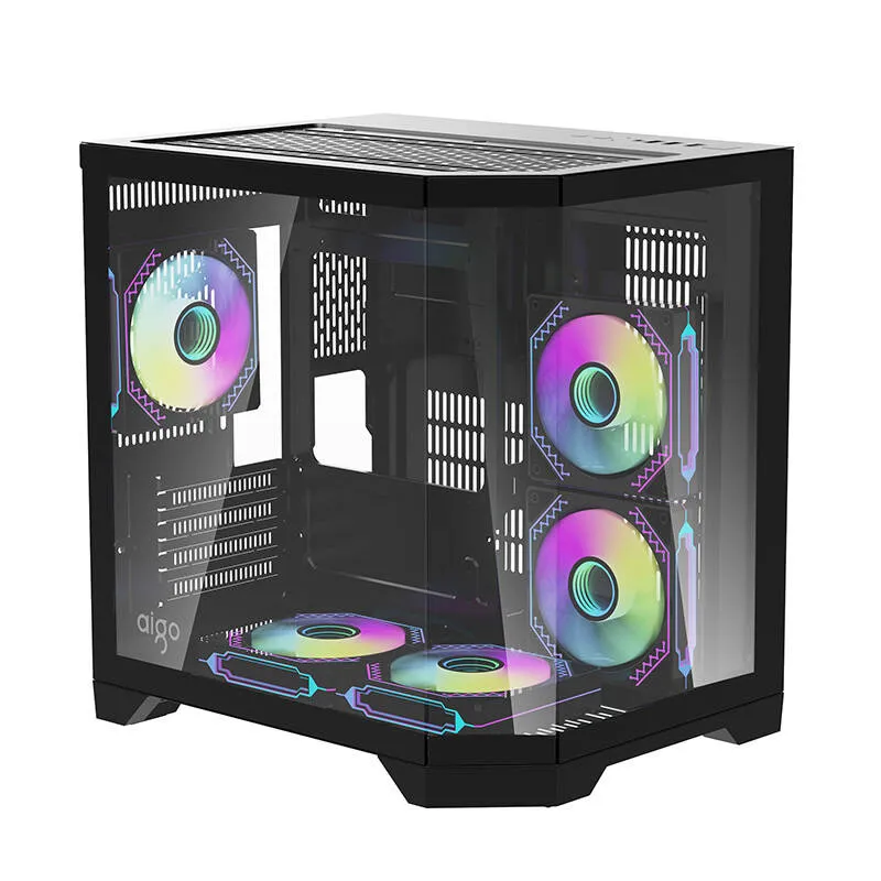 Darflash FT350 arvutikarp + 5 aRGB ventilaatorit (must) universaalne
