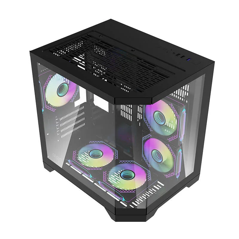 Darflash FT350 arvutikarp + 5 aRGB ventilaatorit (must) universaalne