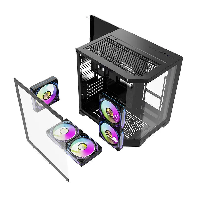 Darflash FT350 arvutikarp + 5 aRGB ventilaatorit (must) universaalne