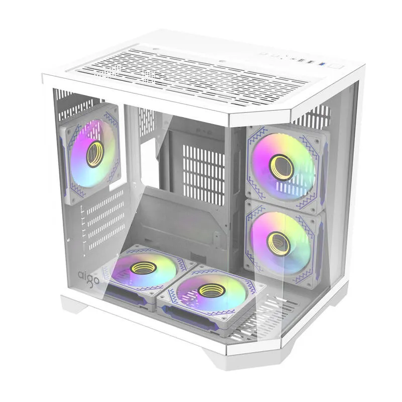 Darflash FT350 arvutikarp + 5 aRGB ventilaatorit (valge) universaalne