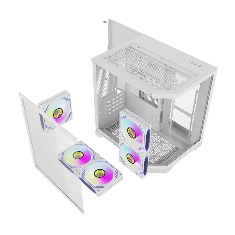 Darflash FT350 arvutikarp + 5 aRGB ventilaatorit (valge) universaalne