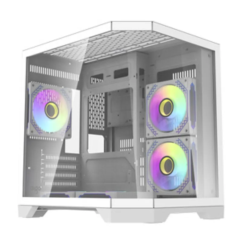 Darflash FT350 arvutikarp + 5 aRGB ventilaatorit (valge) universaalne