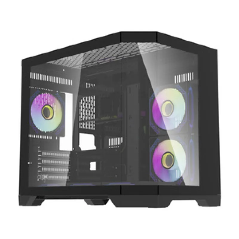 Darflash FT418 arvutikarp + 6 aRGB ventilaatorit (must) universaalne