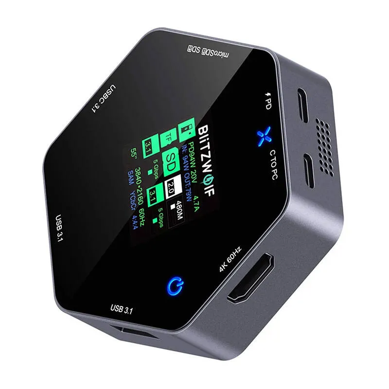 Blitzwolf 8-in-1 dokkimisjaam BW-TH16 USB 100W LCD Nutikas Ekraan universaalne