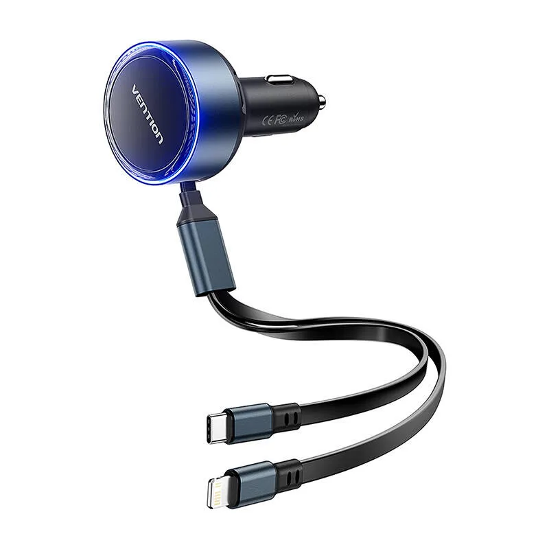 Vention FFOB0 USB-C autolaadija + USB-C/Lightning 30W kaabel universaalne