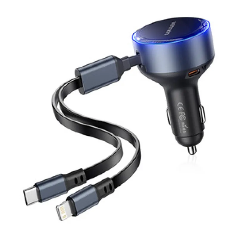 Vention FFOB0 USB-C autolaadija + USB-C/Lightning 30W kaabel universaalne