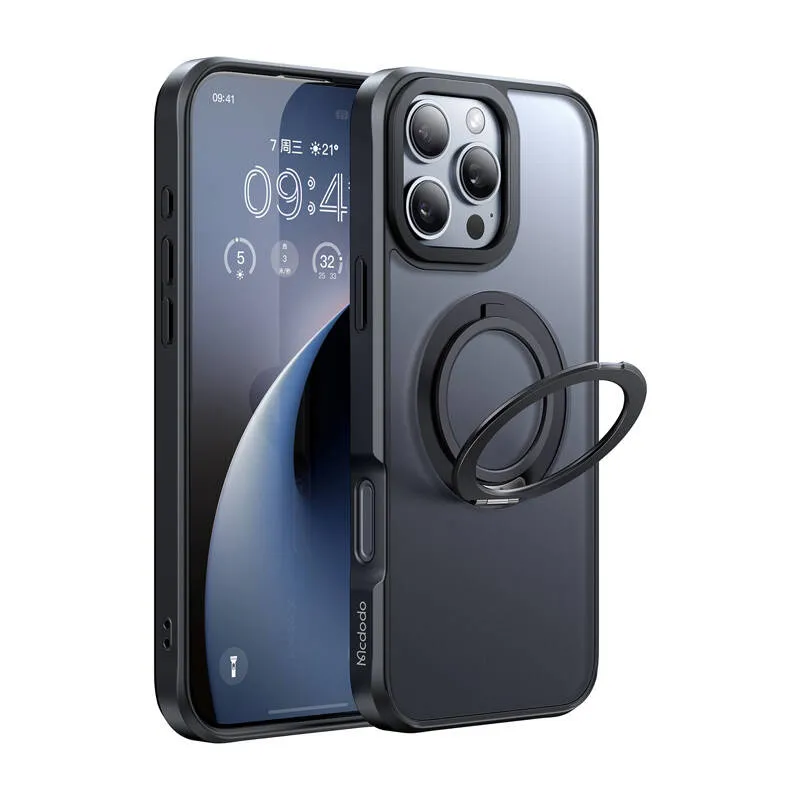 McDodo PC-4932 MagSafe kaitseümbris iPhone 16 Pro jaoks koos statiivi ja universaalse disainiga (must)