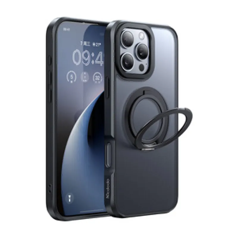 McDodo PC-4932 MagSafe kaitseümbris iPhone 16 Pro jaoks koos statiivi ja universaalse disainiga (must)