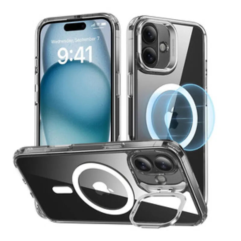 ESR Classic Hybrid (HaloLock) ümbris koos statiiviga iPhone 16 Plus (läbipaistev) universaalne