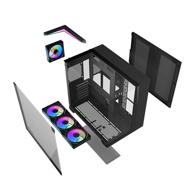 Darkflash TH285 arvutikarp (must) + 4 ventilaatorit universaalne