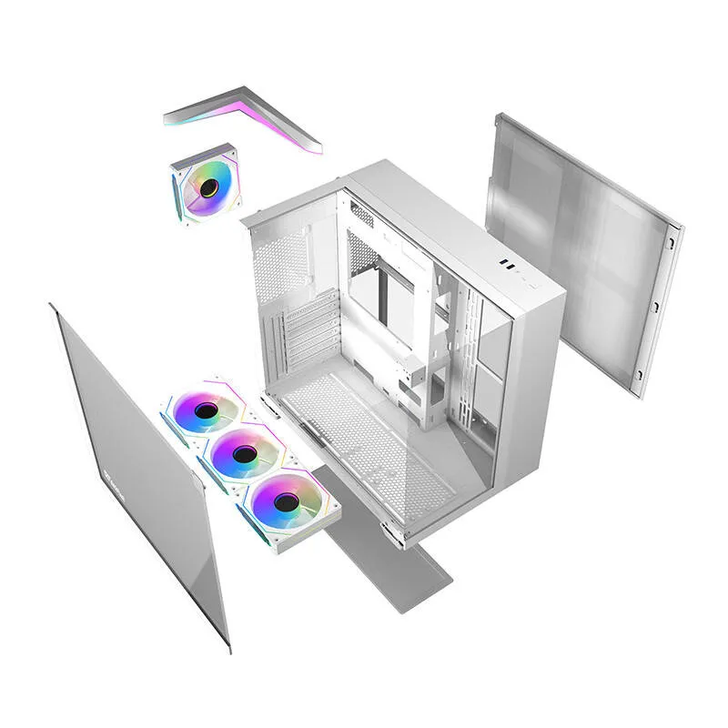 Darkflash TH285 arvutikarp (valge) + 4 universaalset ventilaatorit