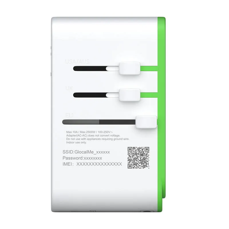 Adapter Roamplug koos 4G/LTE Wi-Fi hotspotiga, GlocalMe Cloud SIM universaalne