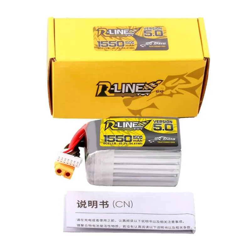Lipo Tattu R-Line Versioon 5.0 1550mAh 22,2V 150C 6S aku koos XT60 ühendusega universaalne