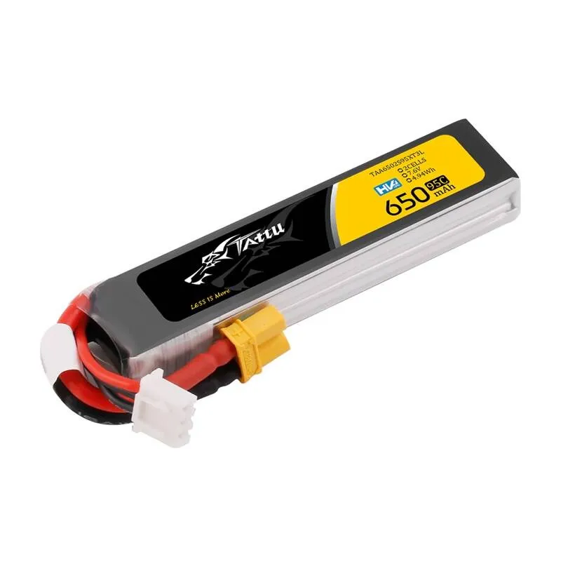 Aku Tattu Lipo 2s 650mAh 95C 7.6V HV z XT30 Long-Pack universaalne