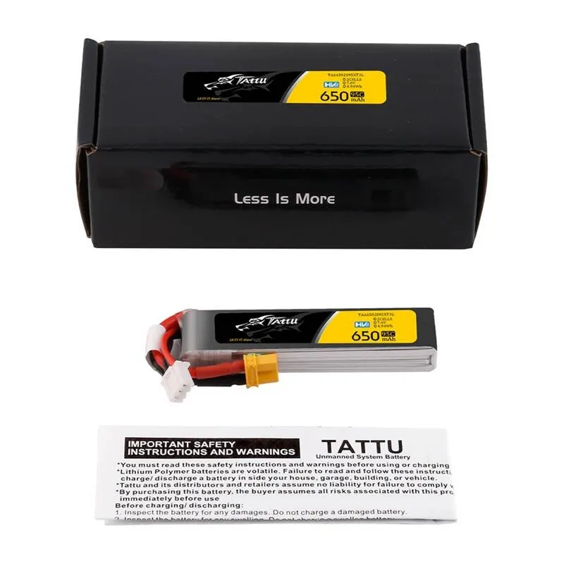 Aku Tattu Lipo 2s 650mAh 95C 7.6V HV z XT30 Long-Pack universaalne