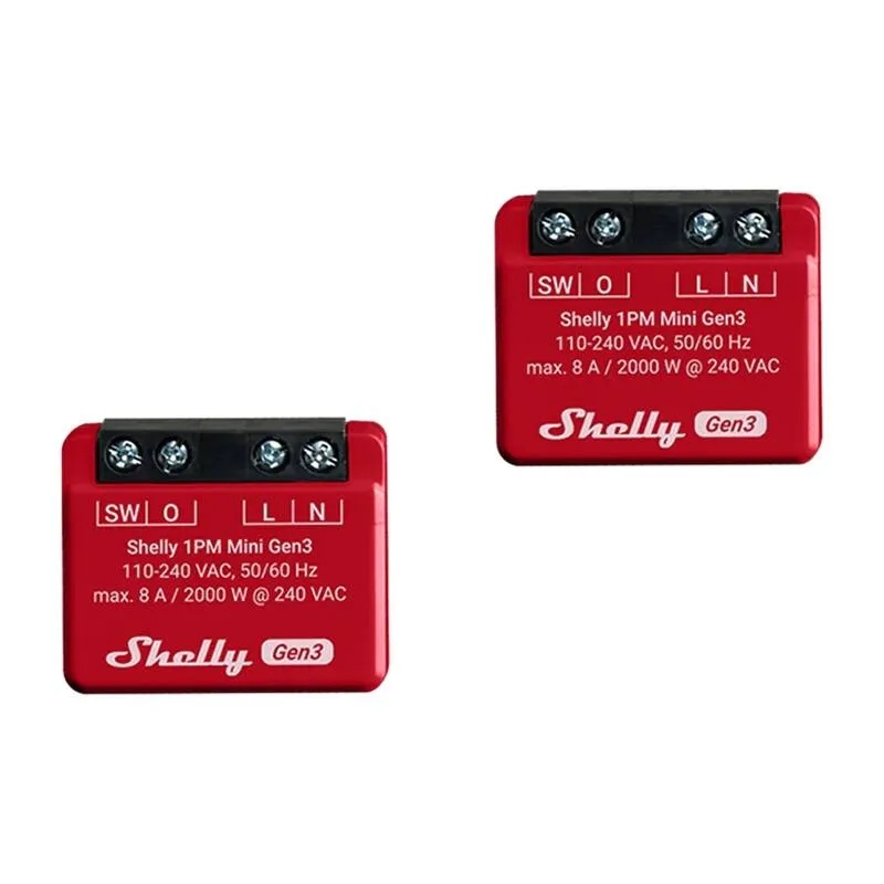 Shelly 1PM Mini Gen3 Komplekt 2 Kontrollerit, WiFi/Bluetooth universaalne