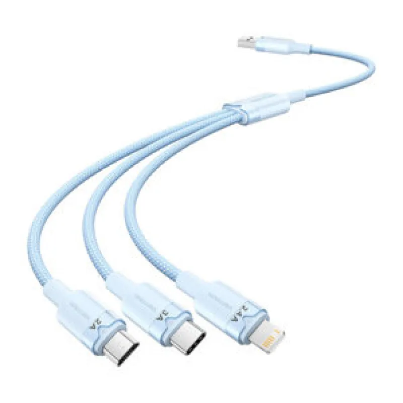 USB 2.0 A kuni 3in1 3A kaabel Vention CTPLG 1,5M (sinine) universaalne