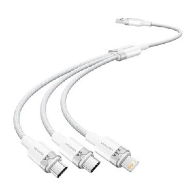 USB 2.0 A kuni 3in1 3A kaabel Vention CTPWG 1,5 m (valge) universaalne