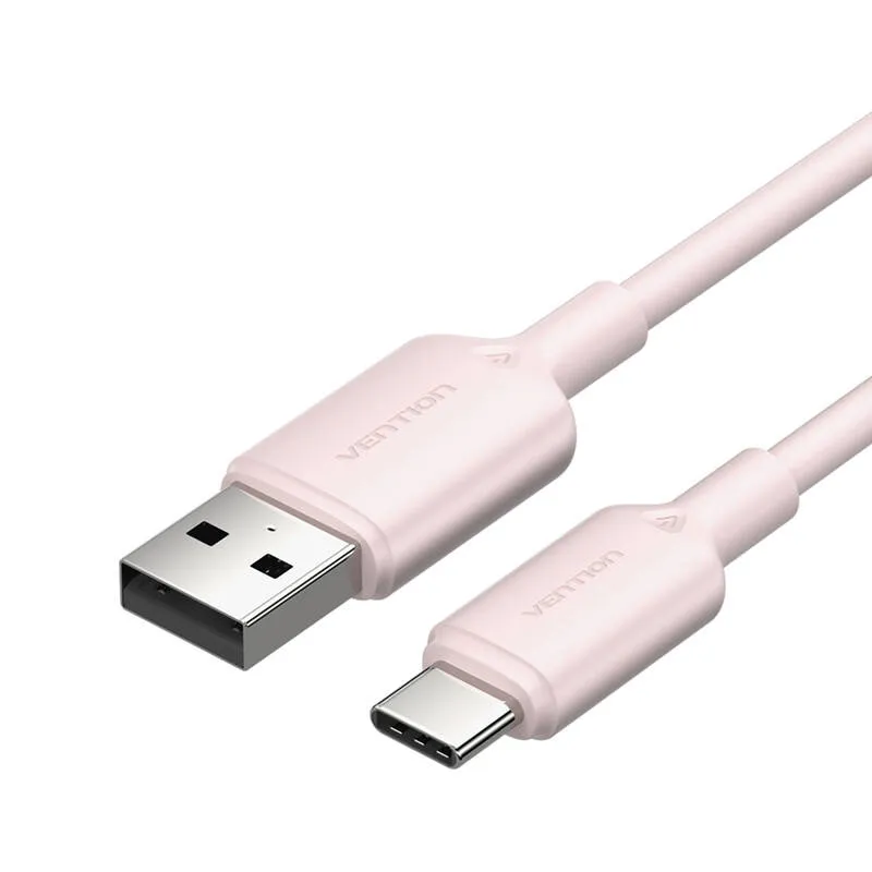 USB 2.0 A to USB-C 3A kaabel Vention CTQPH 2M (roosa) universaal