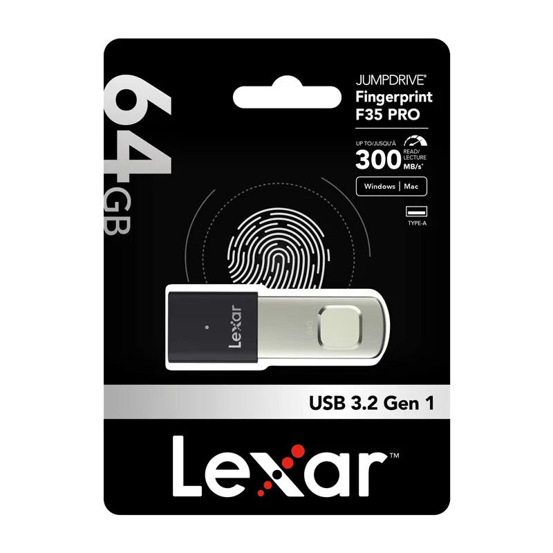 Lexar Sormenjälkitunniste F35pro USB 3.2 64GB muistitikku, universaali