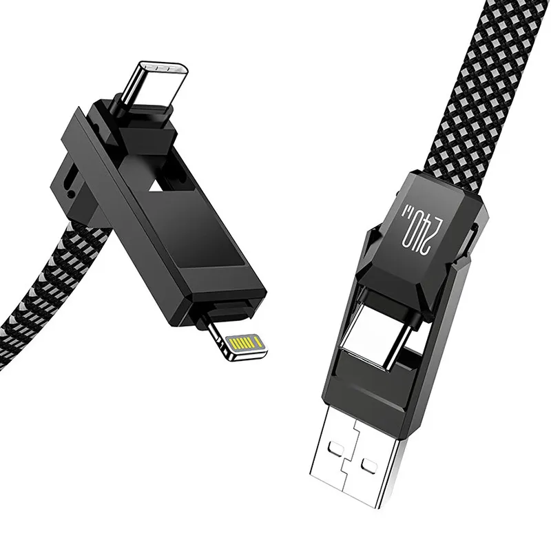Blitzwolf BW-HDC7 4-in-1 USB+C+Lightning kaabel 240W 1,2 m (must) universaalne