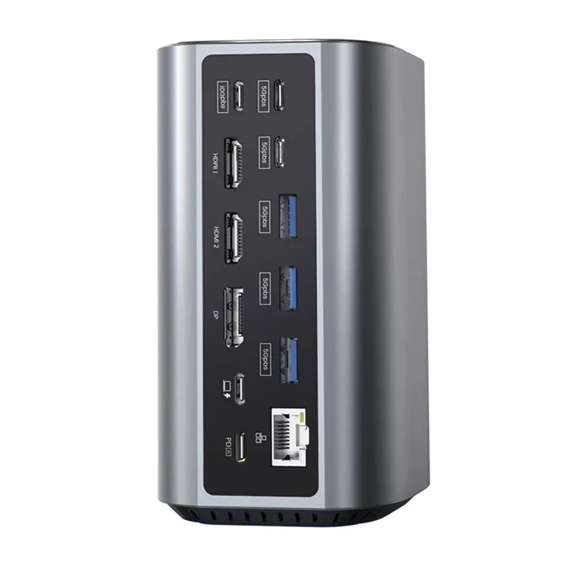 Blitzwolf BW-TH15 17-in-1 dokkimisjaam – 2x HDMI + DP + 4x C + 3x USB 3.0 + USB 3.1 + C 3.2 + C PD + RJ45 + micro SD + SD + 3,5 mm helikaabel universaal