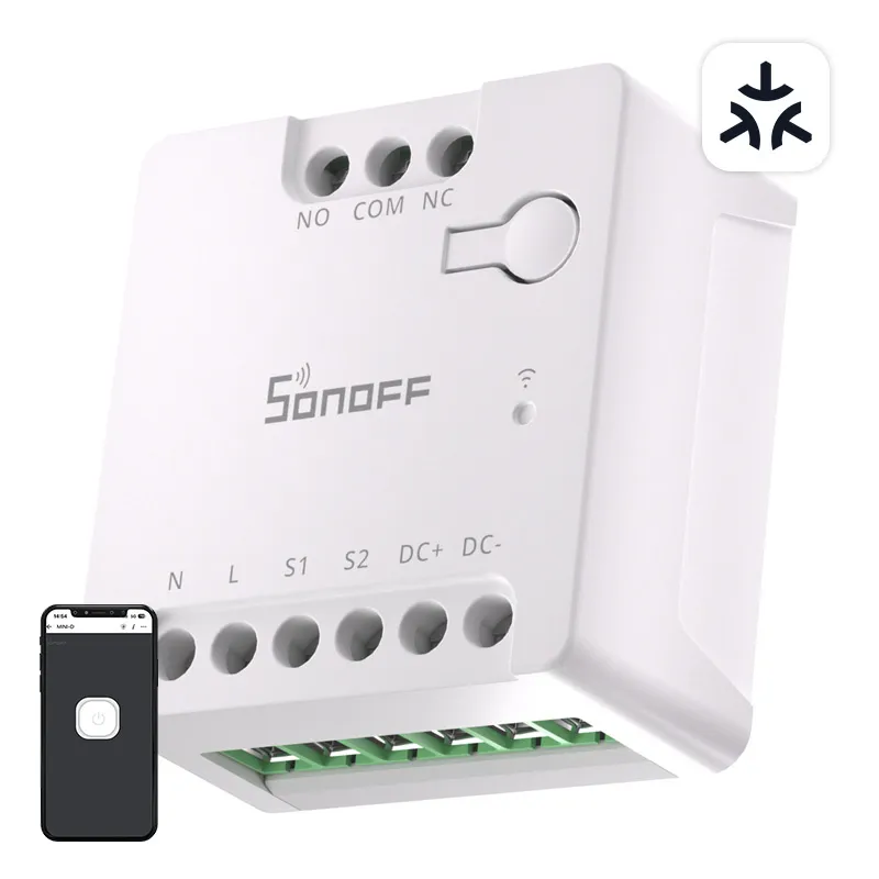 SONOFF MINI-D Nutikas WiFi Matter Lüliti (AC/DC 12-48V, kuivkontakt) universaalne