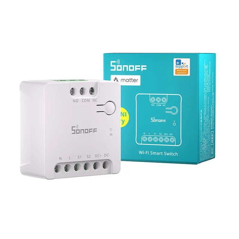 SONOFF MINI-D Nutikas WiFi Matter Lüliti (AC/DC 12-48V, kuivkontakt) universaalne