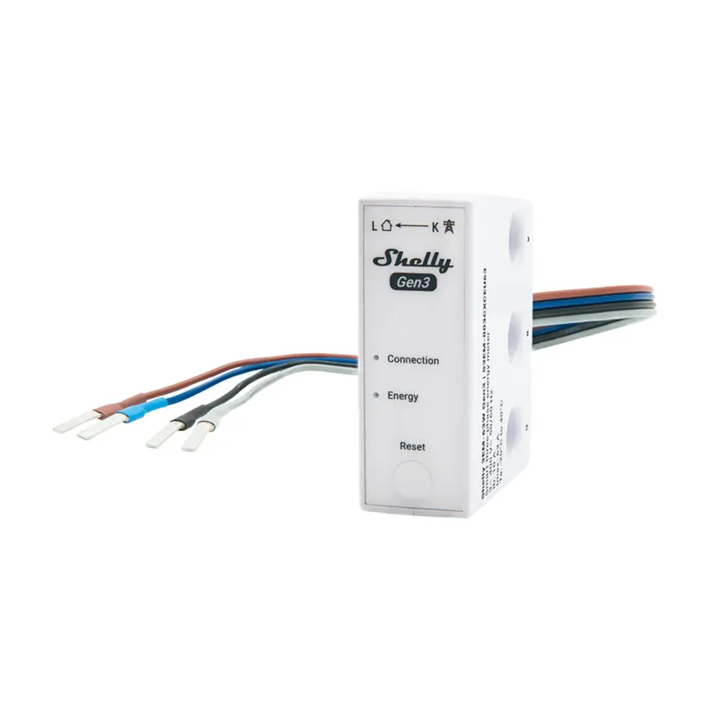 Shelly 3EM-63W Gen3 1/3-kanaliline WiFi energiamõõtur (kaabliga mudel) universaalne