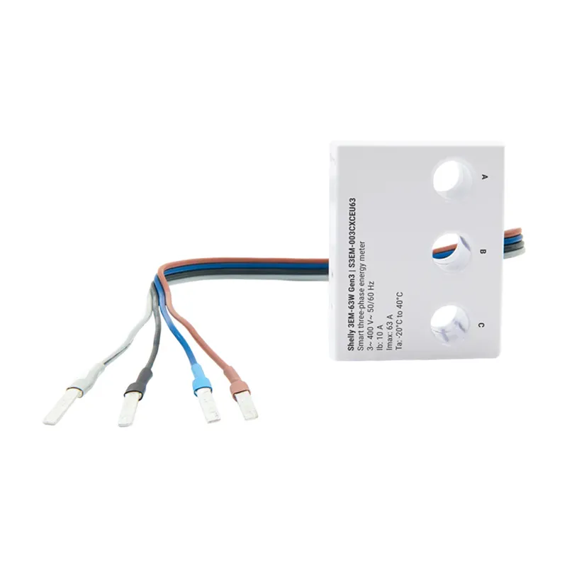 Shelly 3EM-63W Gen3 1/3-kanaliline WiFi energiamõõtur (kaabliga mudel) universaalne