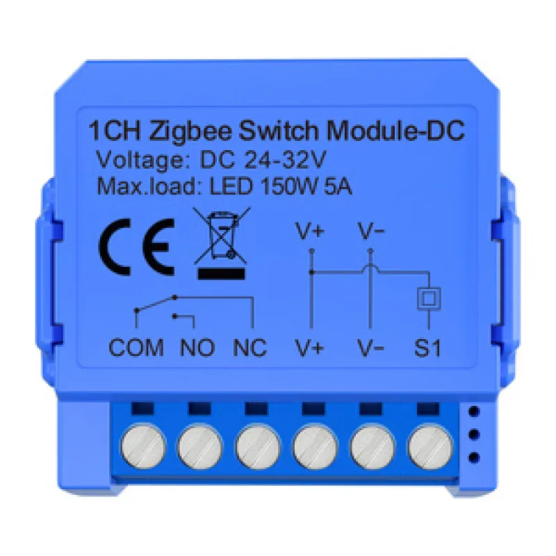 Avatto ZWSM16-DC32V-1 1-kanaliline ZigBee lülitiplokk ilma potentsiaalivaba kontaktiga, universaalne