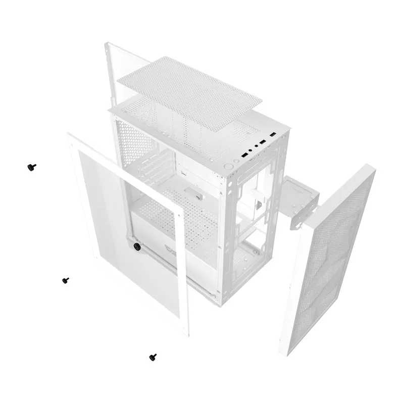 Darkflash M305 Mesh arvutikarp ilma ventilaatoriteta (Valge) universaalne