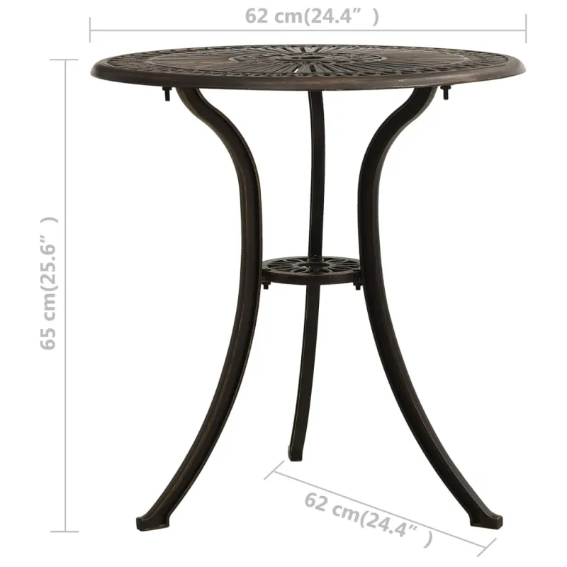Bistrokalustesarja, 3-osaa, pronssinvärinen, valettu alumiini