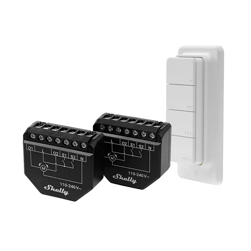 Komplekt 2 WiFi-ruloodikontrollerit rulooide/riiete jaoks Shelly Shutter + BLU RC nupp 4 universaalne