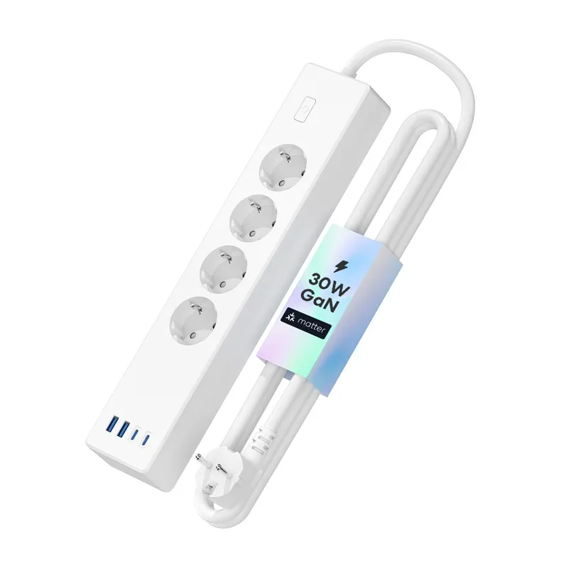 Meross MSP844(EU) nutikas kiirelaadimise powerstrip, 4 pistikupesa + 2x USB-A + 2x USB-C (Matter) universaal