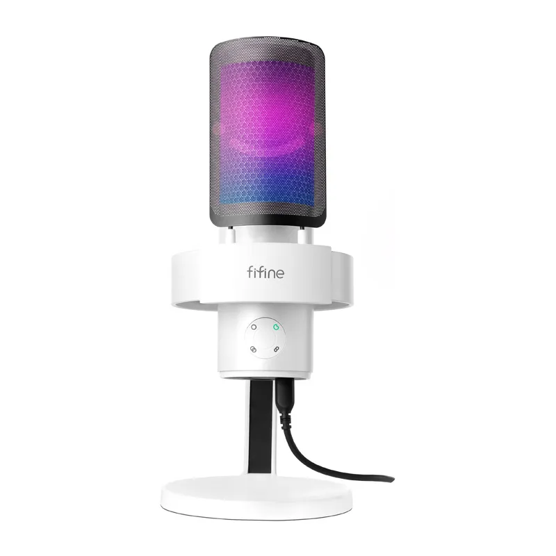Fifine A9W stuudiomikrofon koos statiiviga (valge) universaalne